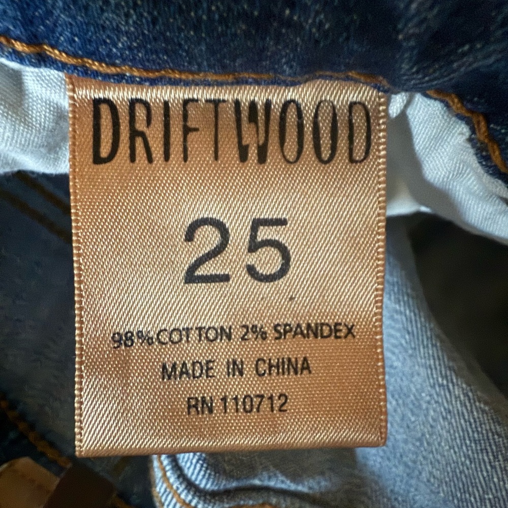 Driftwood Jackie Rose Floral Embroidered Skinny Jeans Raw Hem Stretch Size 25 - Picture 4 of 5